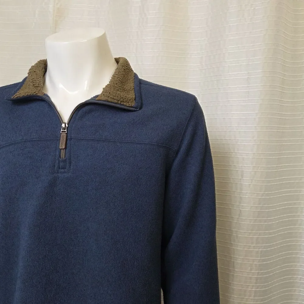 GH Bass 1/4 Zip Pullover Sweater Fleece Mock Sherpa Lined Collar Blue Men's XL
